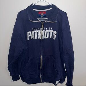 Vintage New England Patriots Embroidered Navy Zip-Up Jacket Mens XL